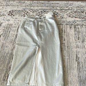 Abercrombie silver midi denim skirt